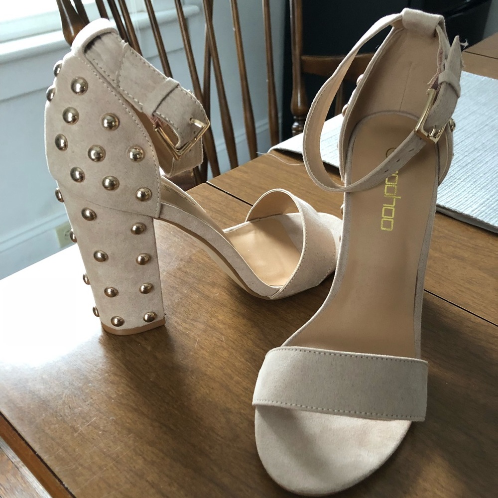Nude Heels with Gold Rounded Studs